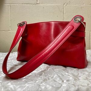 Vintage Tommy Hilfiger Red Leather Purse - Orange Lining, Multiple Pockets
